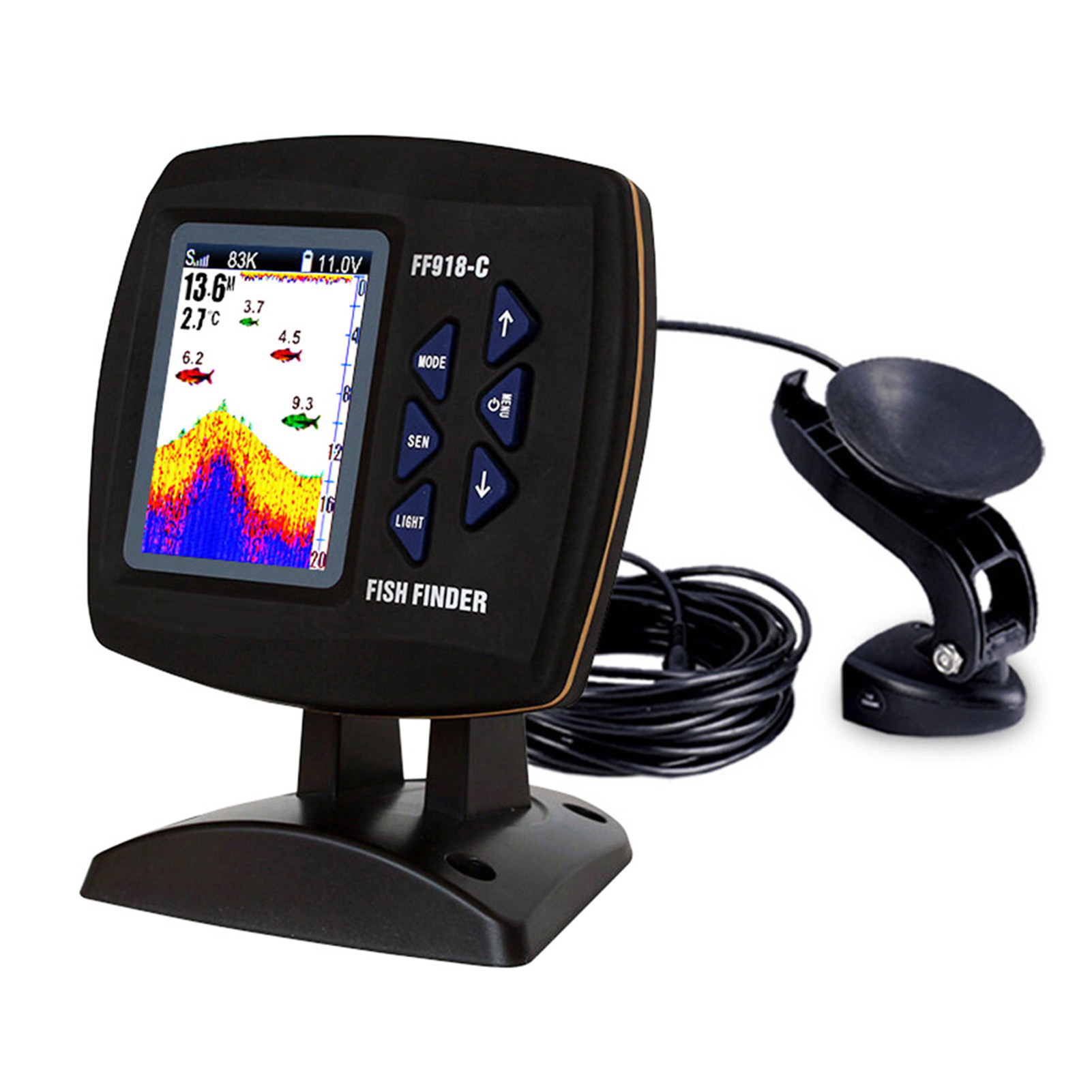شاشة ملونة السلكية صياد السمك  - مراجعة Fishing Boat Depth Finder وسعره