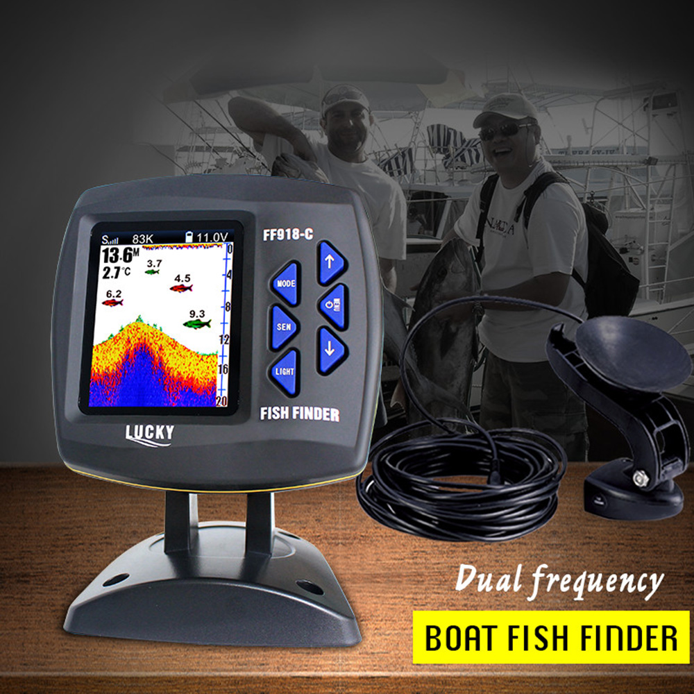 مكتشف سمك سلكي ثنائي التردد ،  - مراجعة Fishing Boat Depth Finder وسعره