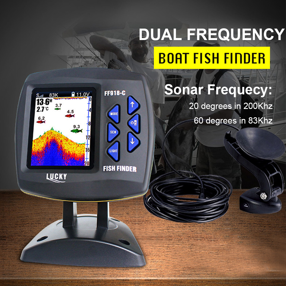 مكتشف سمك سلكي ثنائي التردد ،  - مراجعة Fishing Boat Depth Finder وسعره
